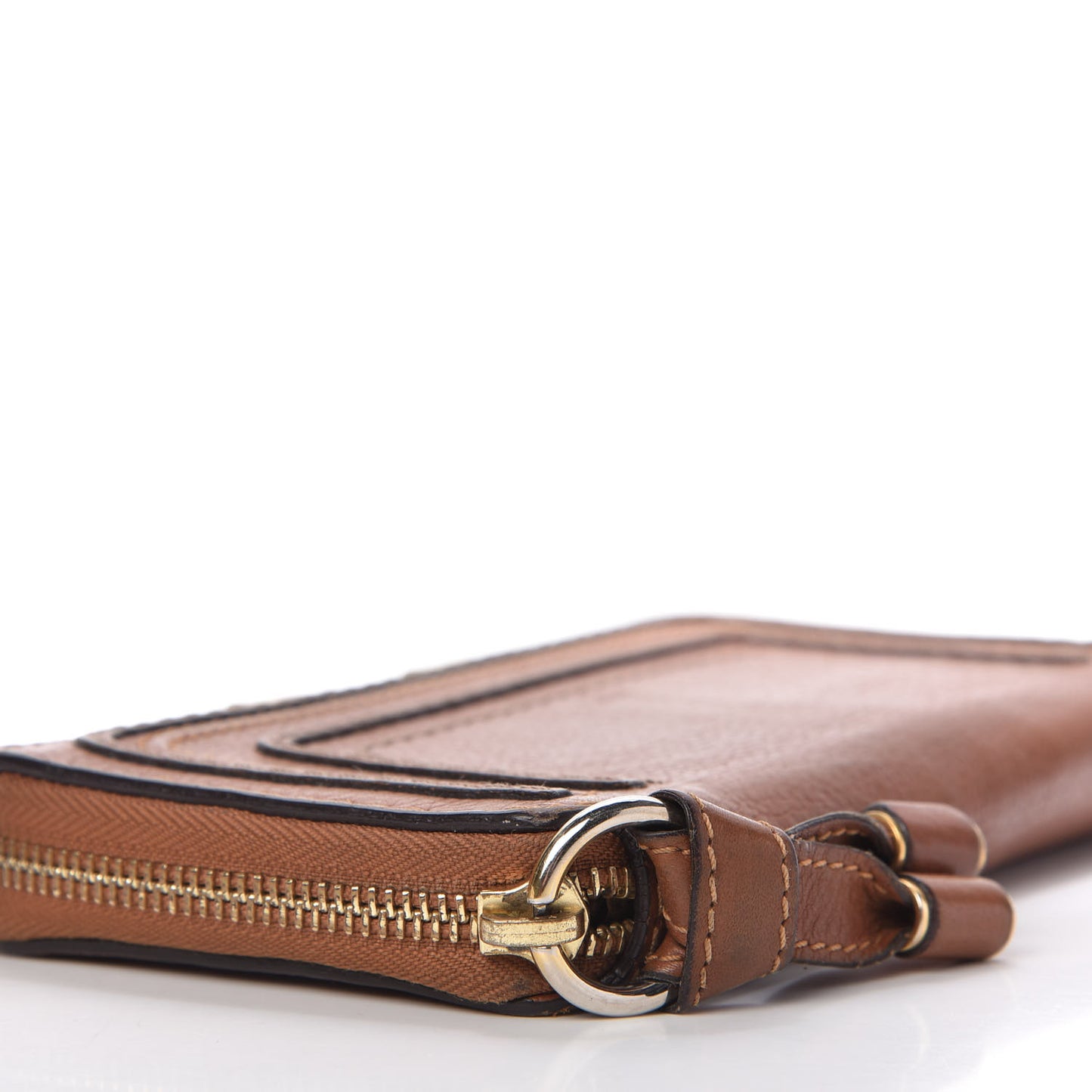 Grained Calfskin Marcie Long Zip Around Wallet Tan