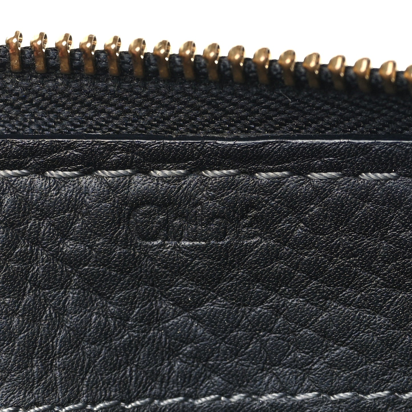 Grained Calfskin Marcie Long Zip Around Wallet Black