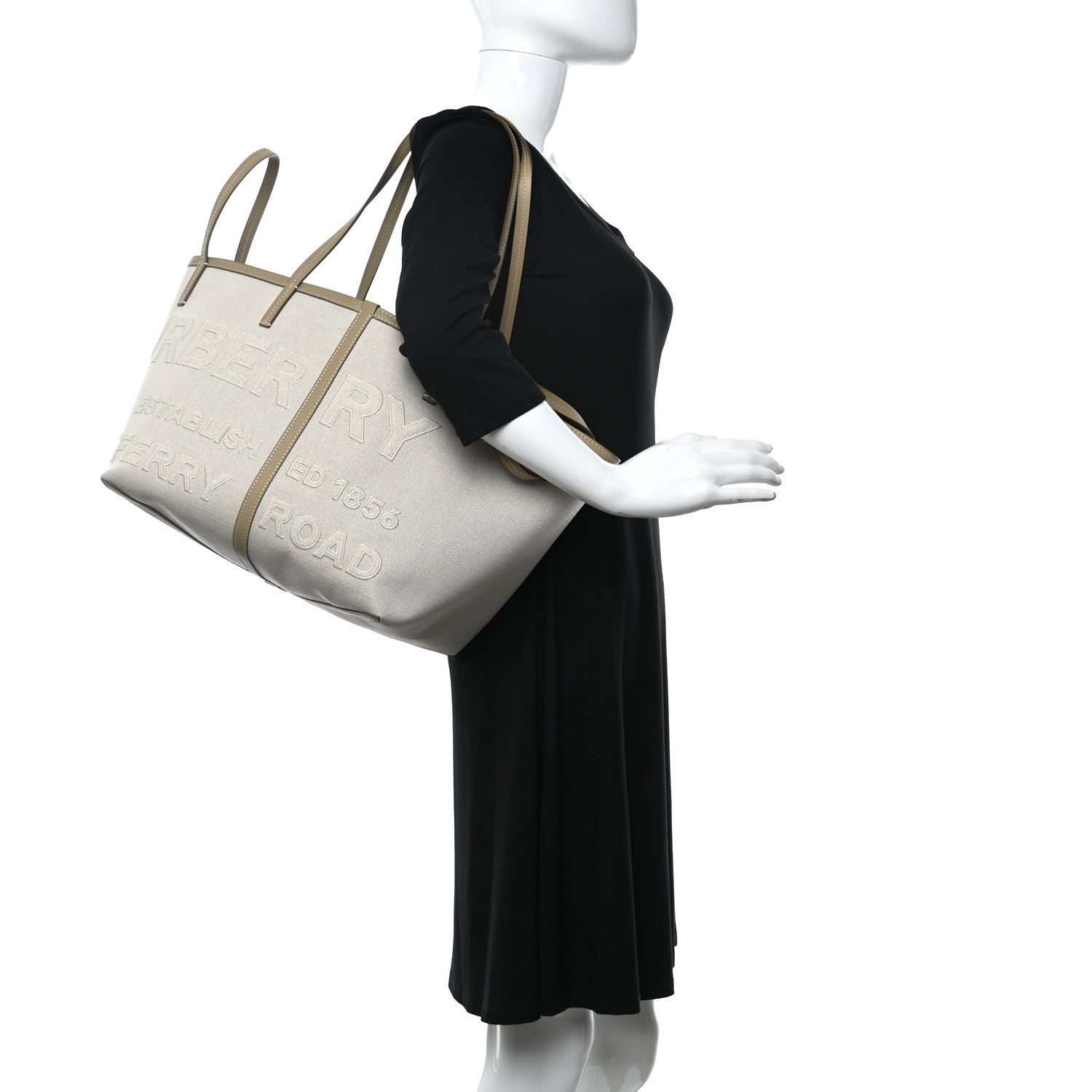 Burberry Cotton Canvas Mini Logo Horseferry Tote Bag Off White 2 of 10