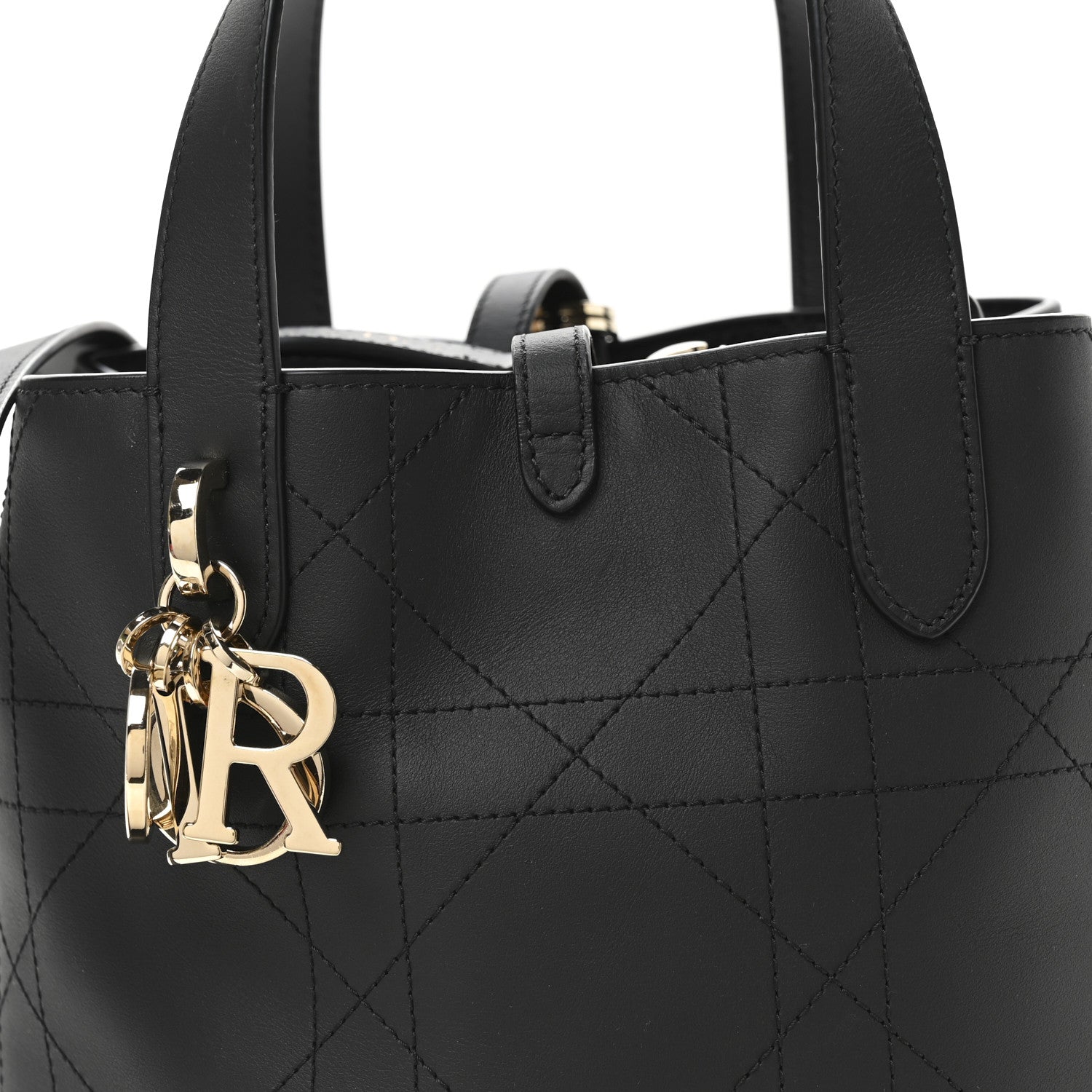 Christian Dior Smooth Calfskin Vintage Flat Macrocannage Small Toujours Vertical Tote Black 8 of 10