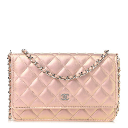 Chanel Iridescent Calfskin Quilted Wallet On Chain WOC Pink 1 of 13