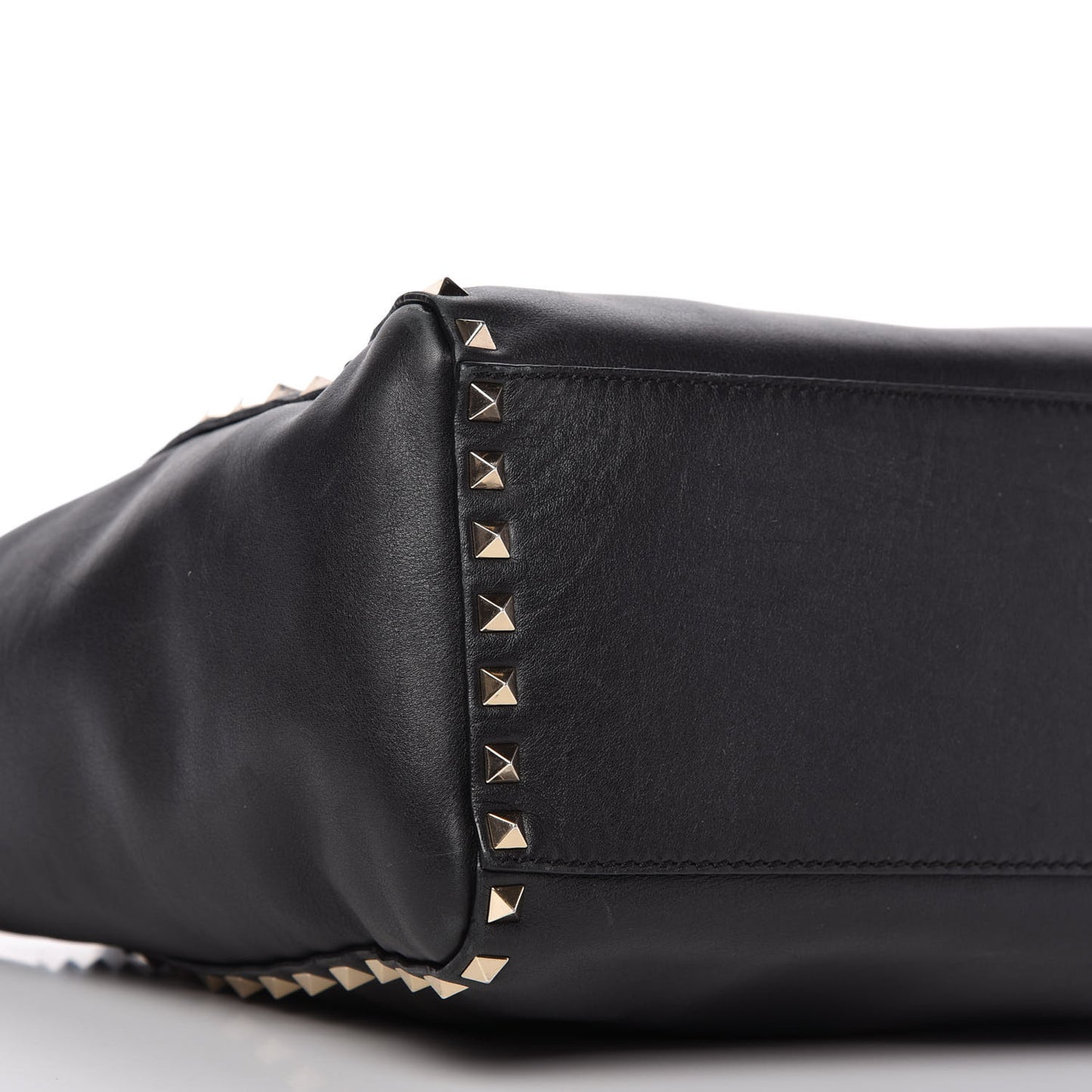 Vitello Rockstud Double Handle Tote Black