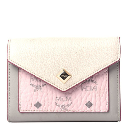 MCM Visetos Mini Love Letter Flap Wallet Pink Beige 1 of 12
