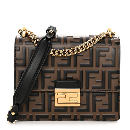 Fendi Vitello Liberty Bi-Color FF 1974 Embossed Small Kan U Shoulder Bag Maya Black 1 of 14