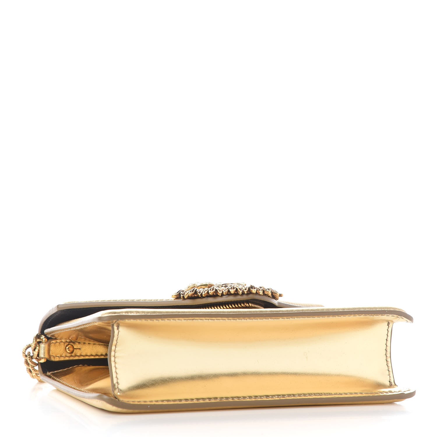 Dolce & Gabbana Smooth Calfskin Devotion Envelope Top Handle Bag Gold 4 of 9