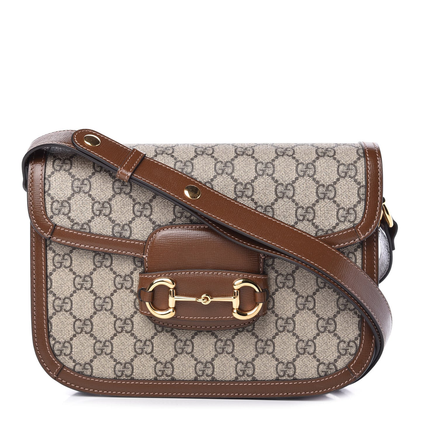 GG Supreme Monogram Horsebit 1955 Shoulder Bag Beige Brown Sugar