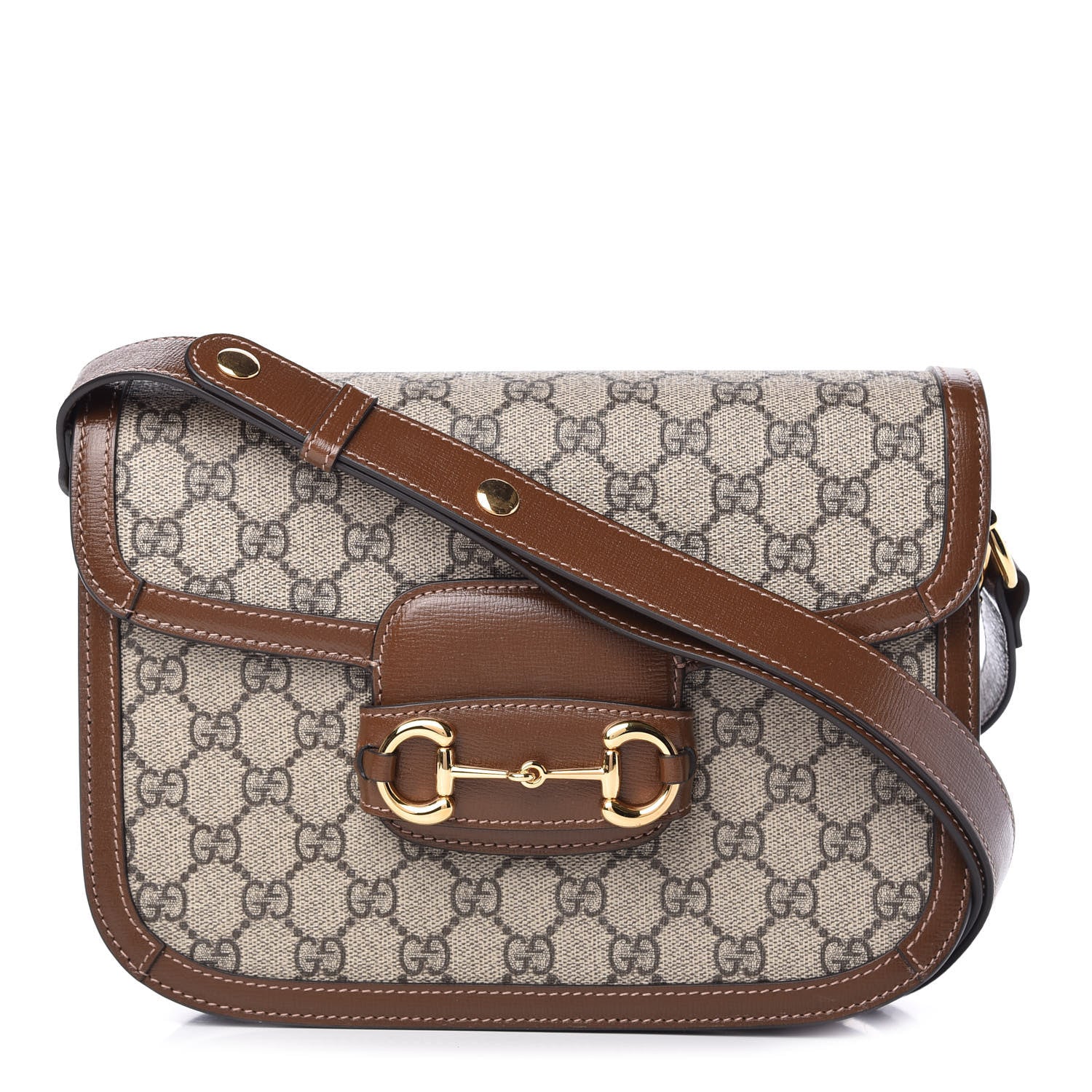 Gucci GG Supreme Monogram Horsebit 1955 Shoulder Bag Beige Brown Sugar 1 of 10