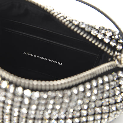 Alexander Wang Mesh Crystal Rhinestone Mini Heiress Pouch Black Silver 8 of 9