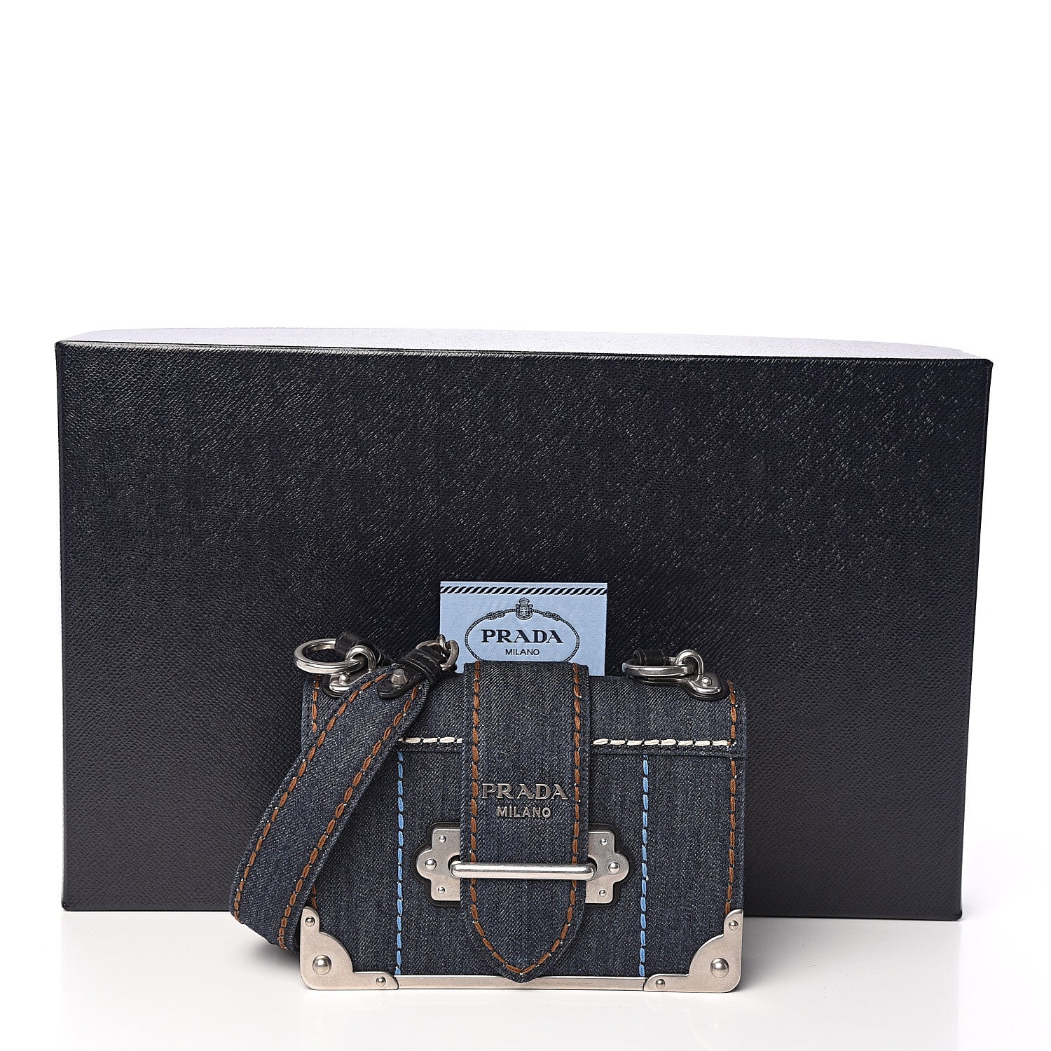 Prada Denim Small Cahier Bag Blue 9 of 9