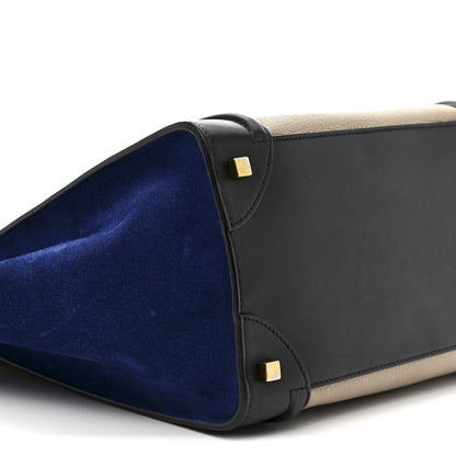 Celine Elephant Calfskin Suede Mini Tri-Color Luggage Sand 9 of 10