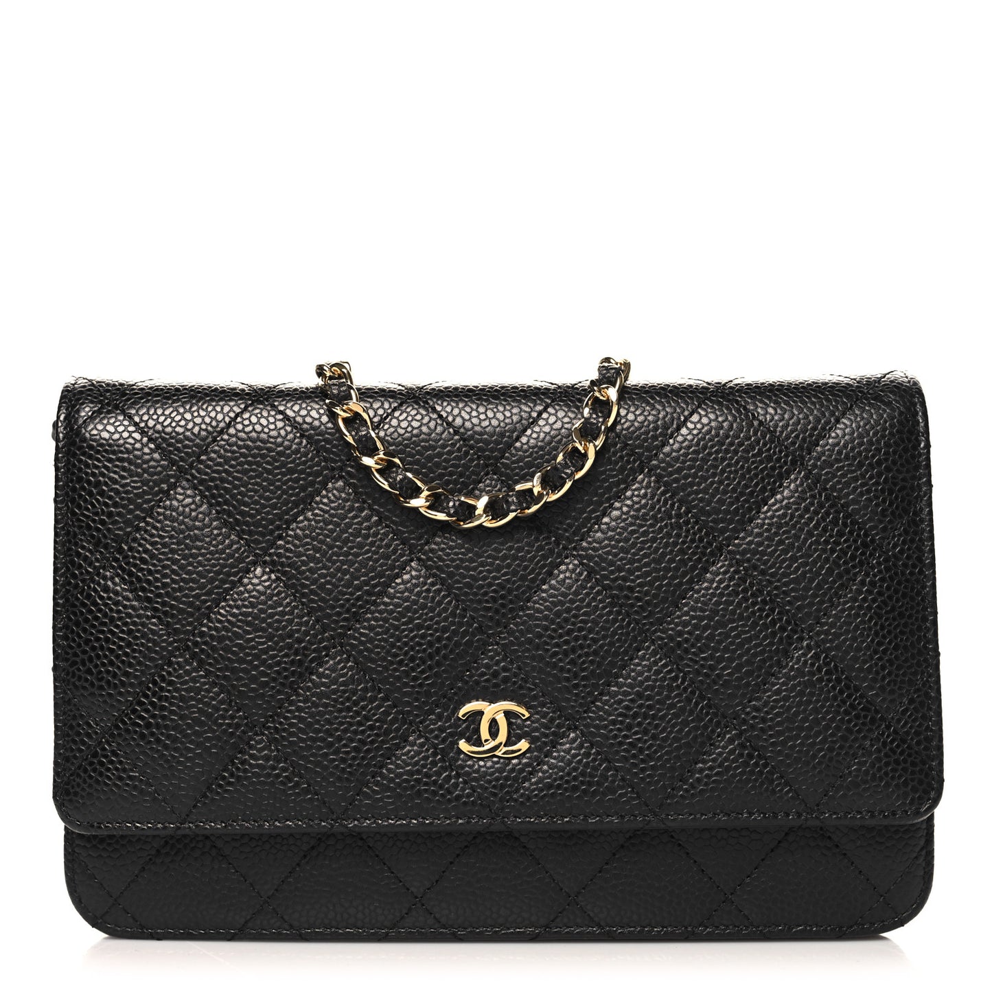 Caviar Quilted Wallet on Chain WOC Black