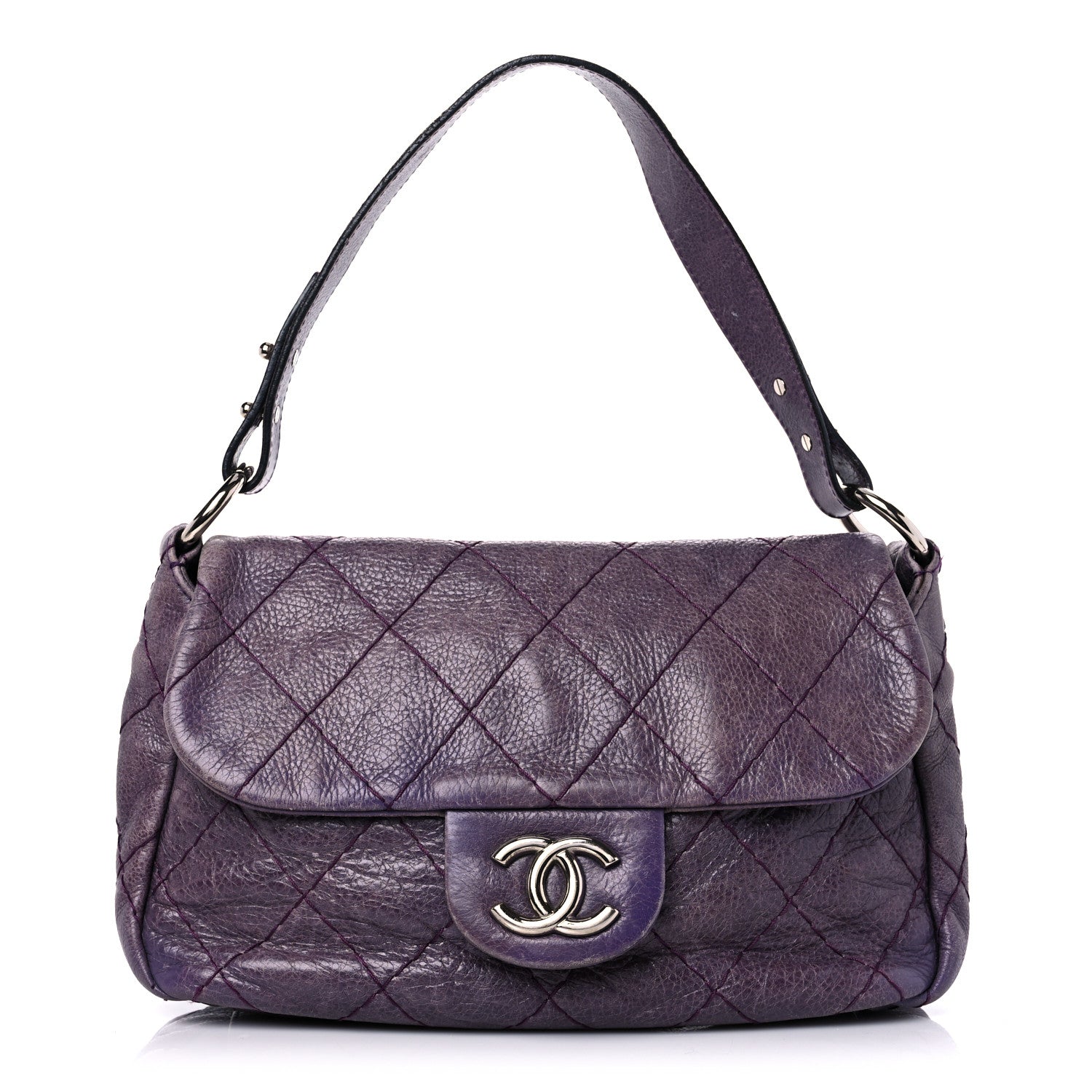 Chanel Glazed Calfskin Stitched On The Road Flap Purple 1 of 29