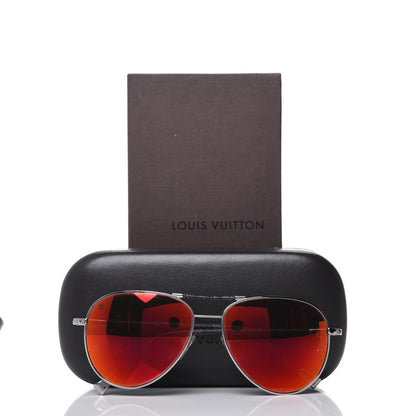 Louis Vuitton Damier Graphite Conspiration Pilote Aviator Sunglasses Z0791U Silver 8 of 8