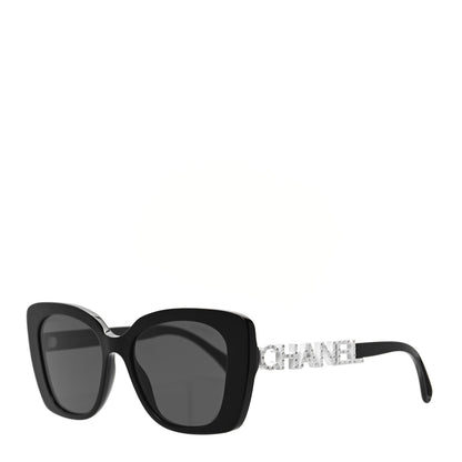 Chanel Acetate Strass Square Sunglasses 5422-B Black White 1 of 6