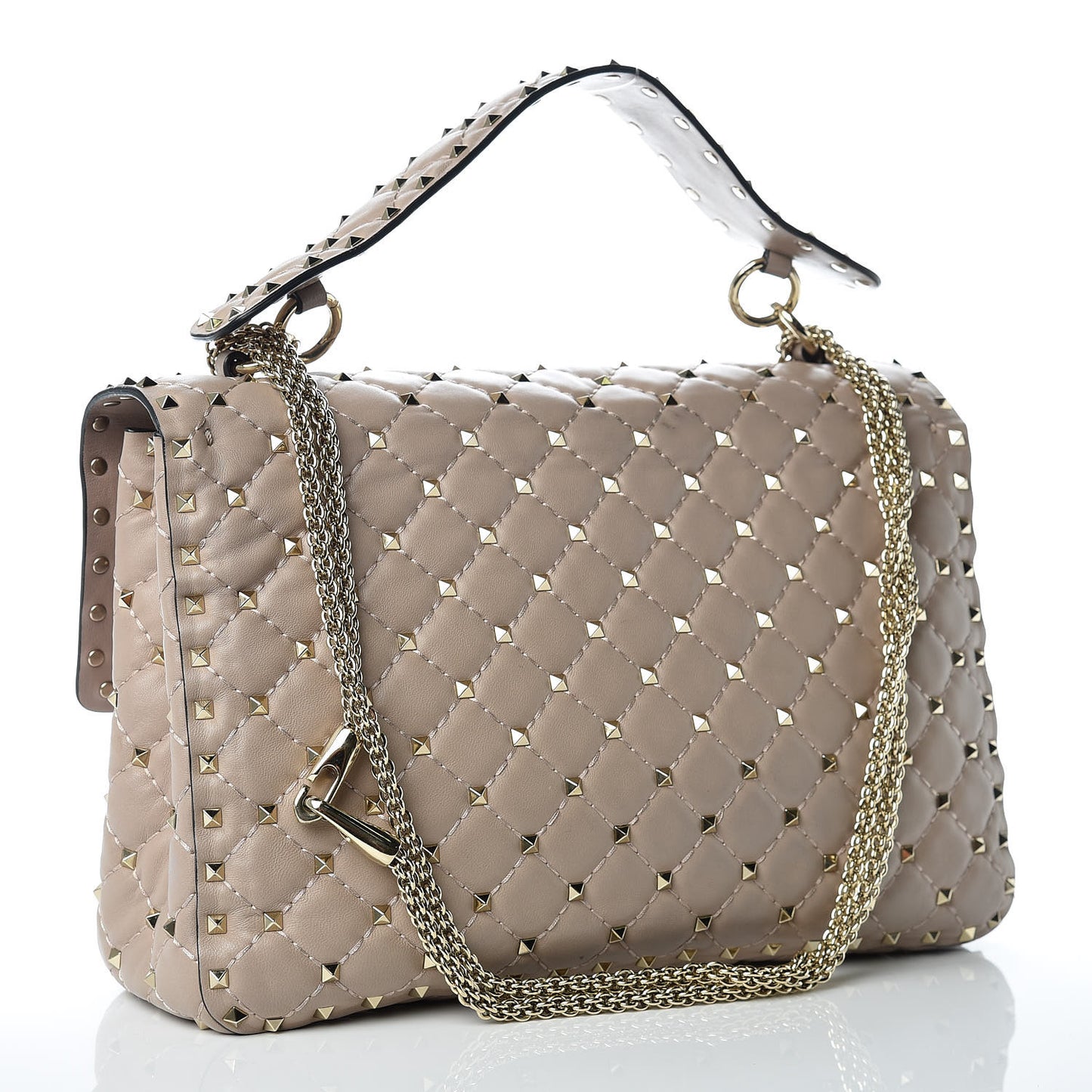 Nappa Large Rockstud Spike Shoulder Bag Poudre