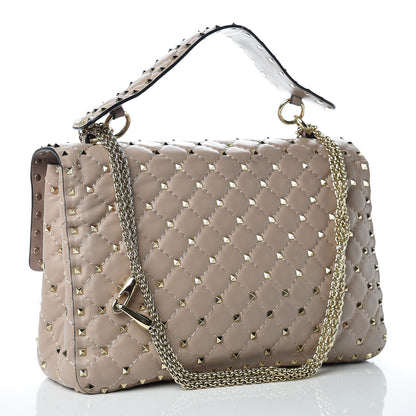 Valentino Garavani Nappa Large Rockstud Spike Shoulder Bag Poudre 4 of 14