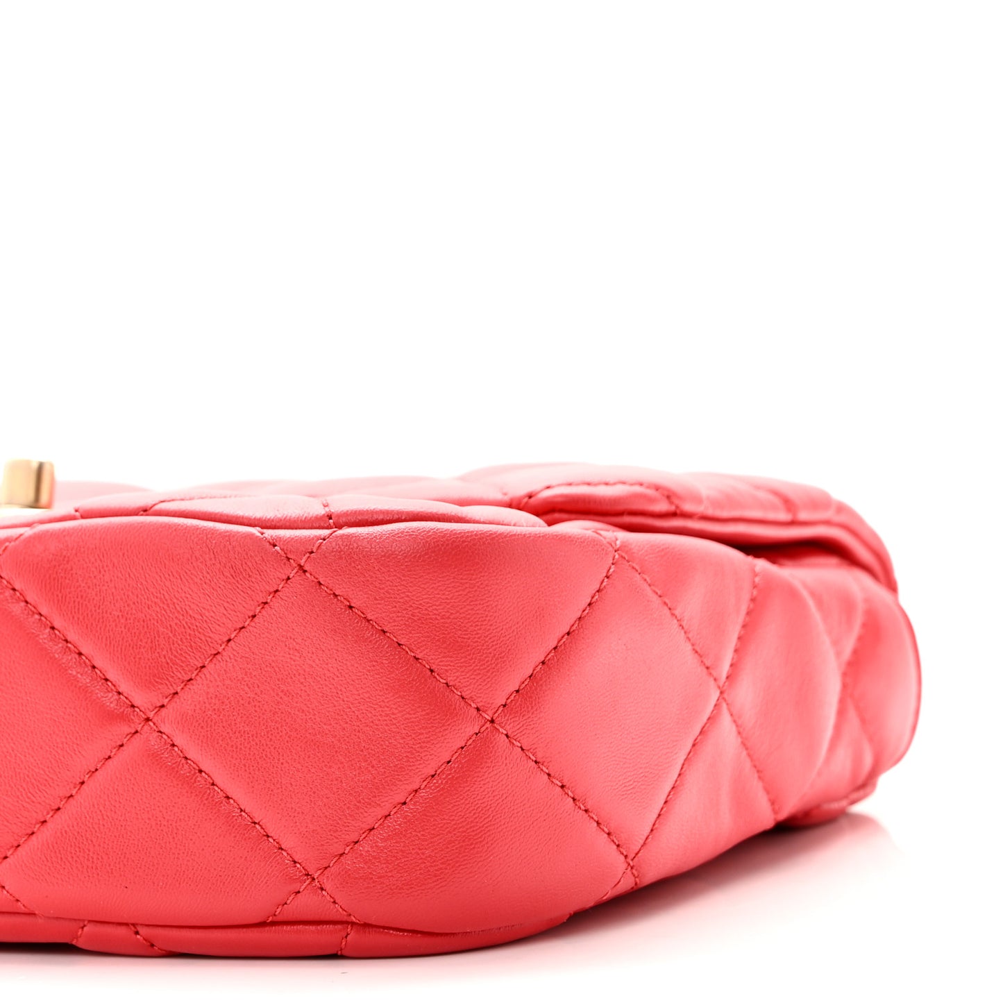 Lambskin Quilted Small Lacquered Chain Flap Red