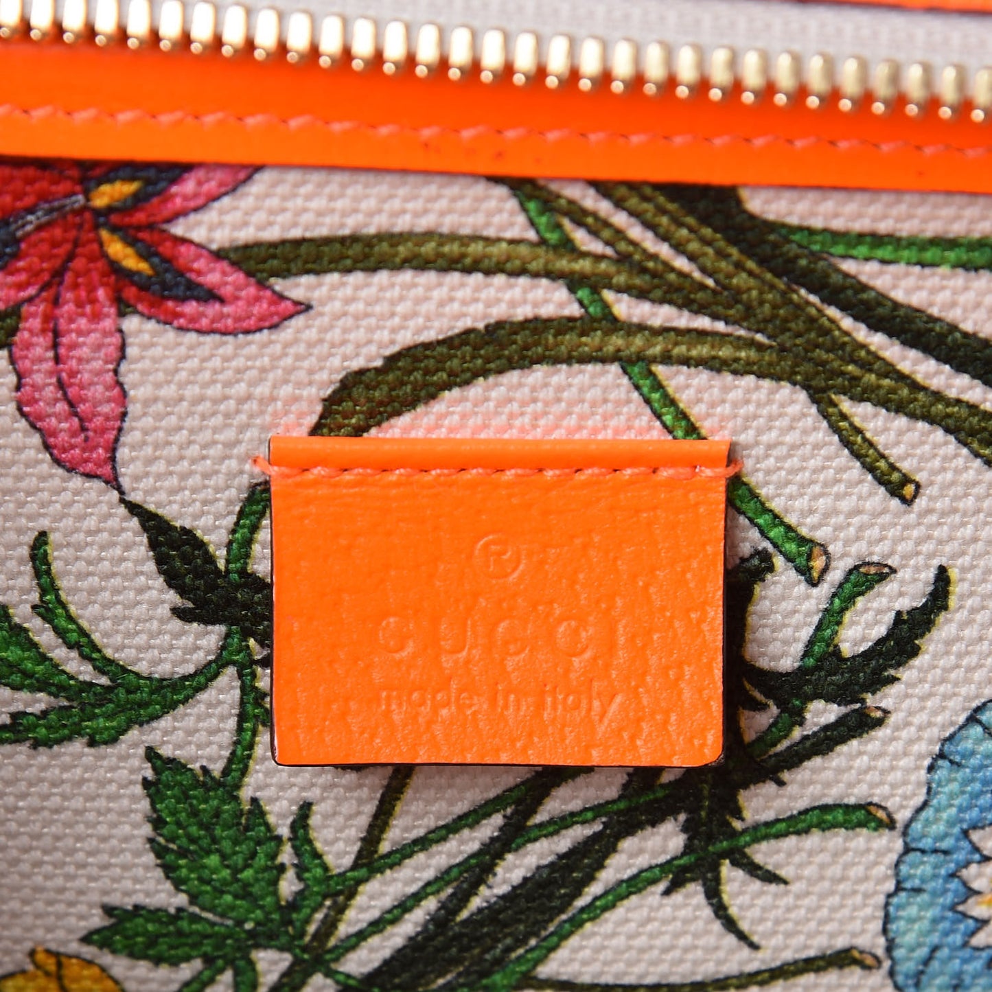 Canvas Medium Flora Tote White Multicolor Orange Fluo