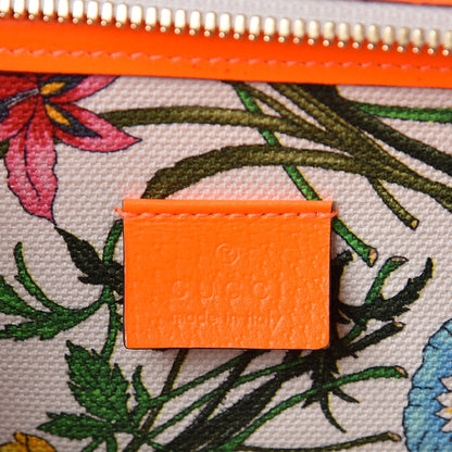 Gucci Canvas Medium Flora Tote White Multicolor Orange Fluo 6 of 9