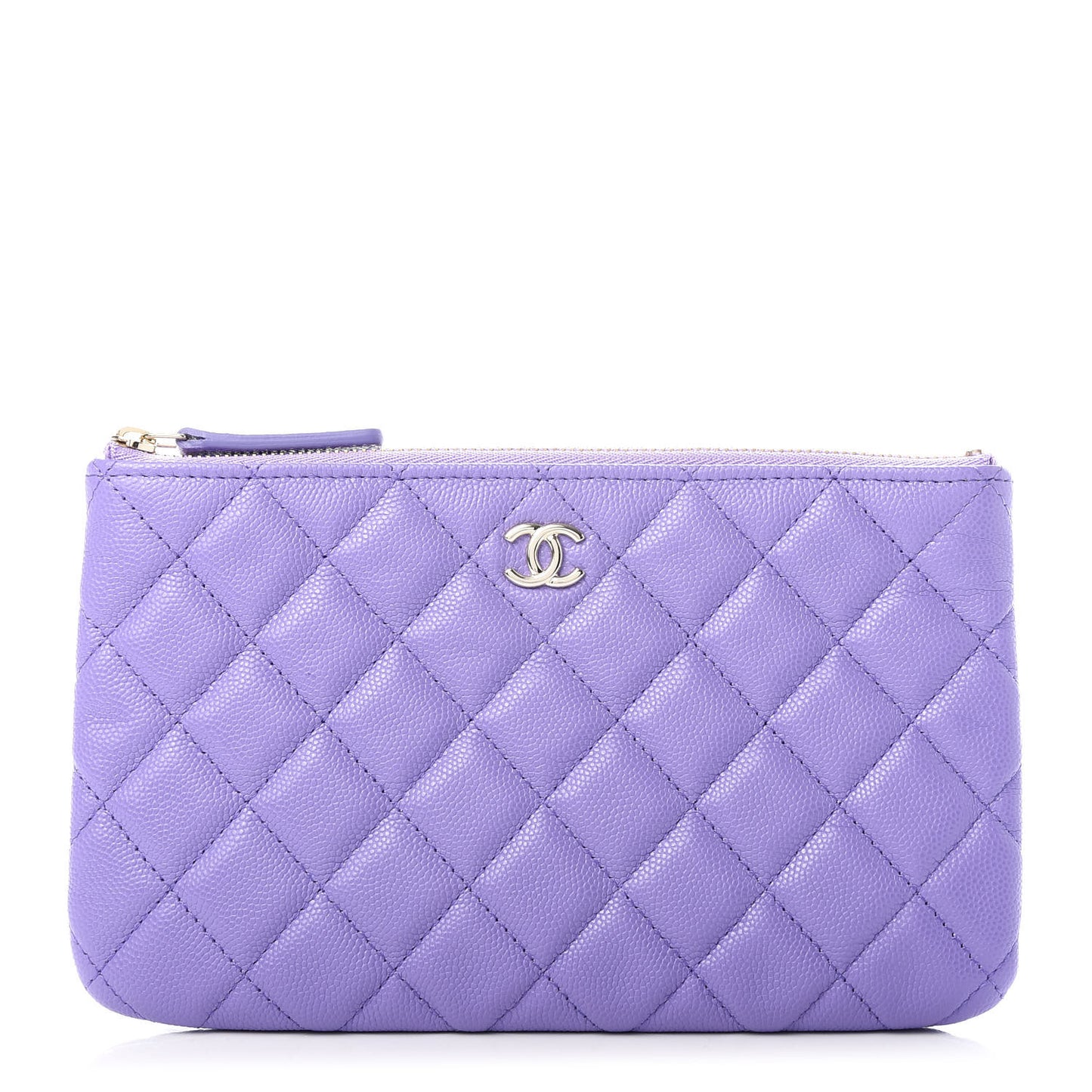 Caviar Quilted Small Zipped Pouch Purple