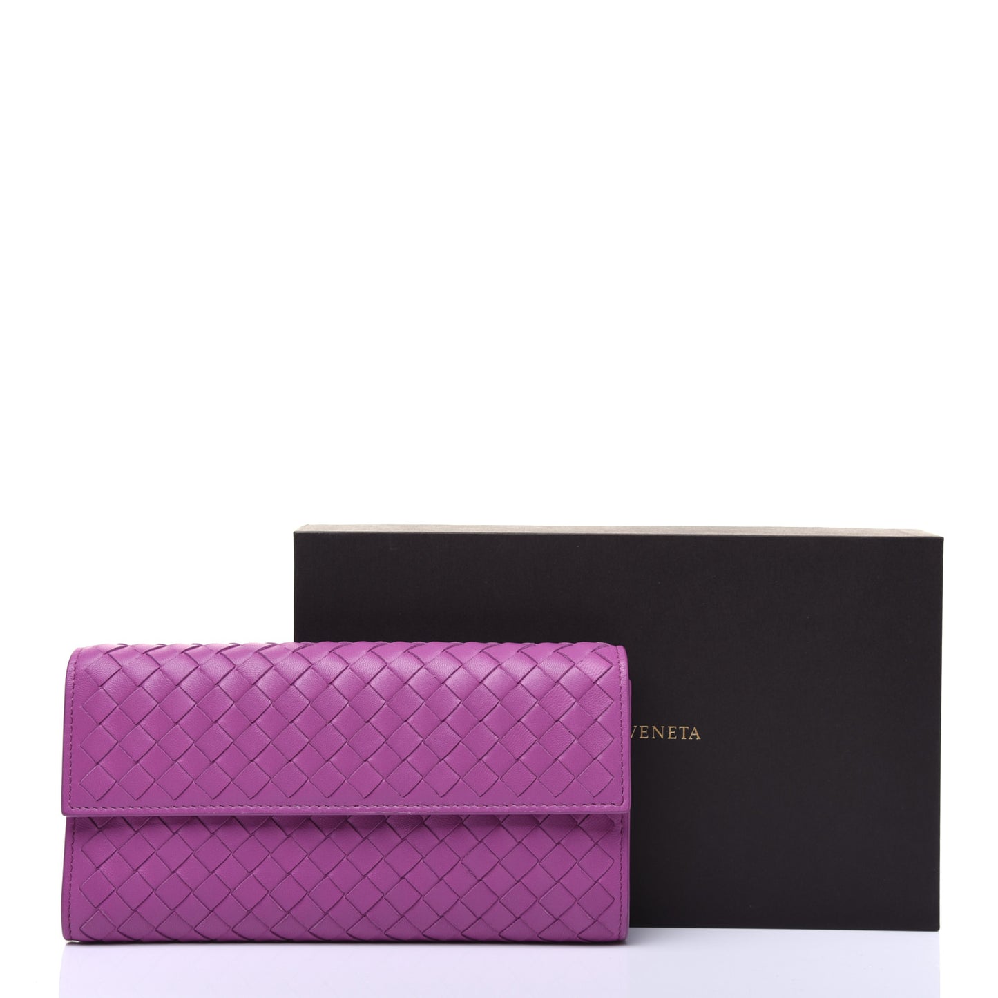 Nappa Intrecciato Continental Flap Wallet Peony