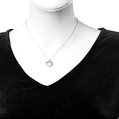 Tiffany 18K White Gold Diamond Double Heart Pendant Necklace 2 of 7