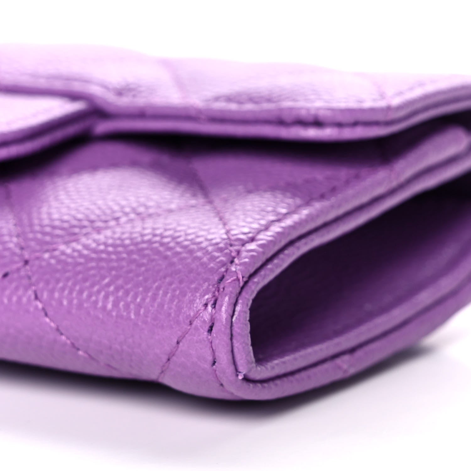 Chanel Caviar Quilted Flap Card Holder Wallet Purple 11 of 14
