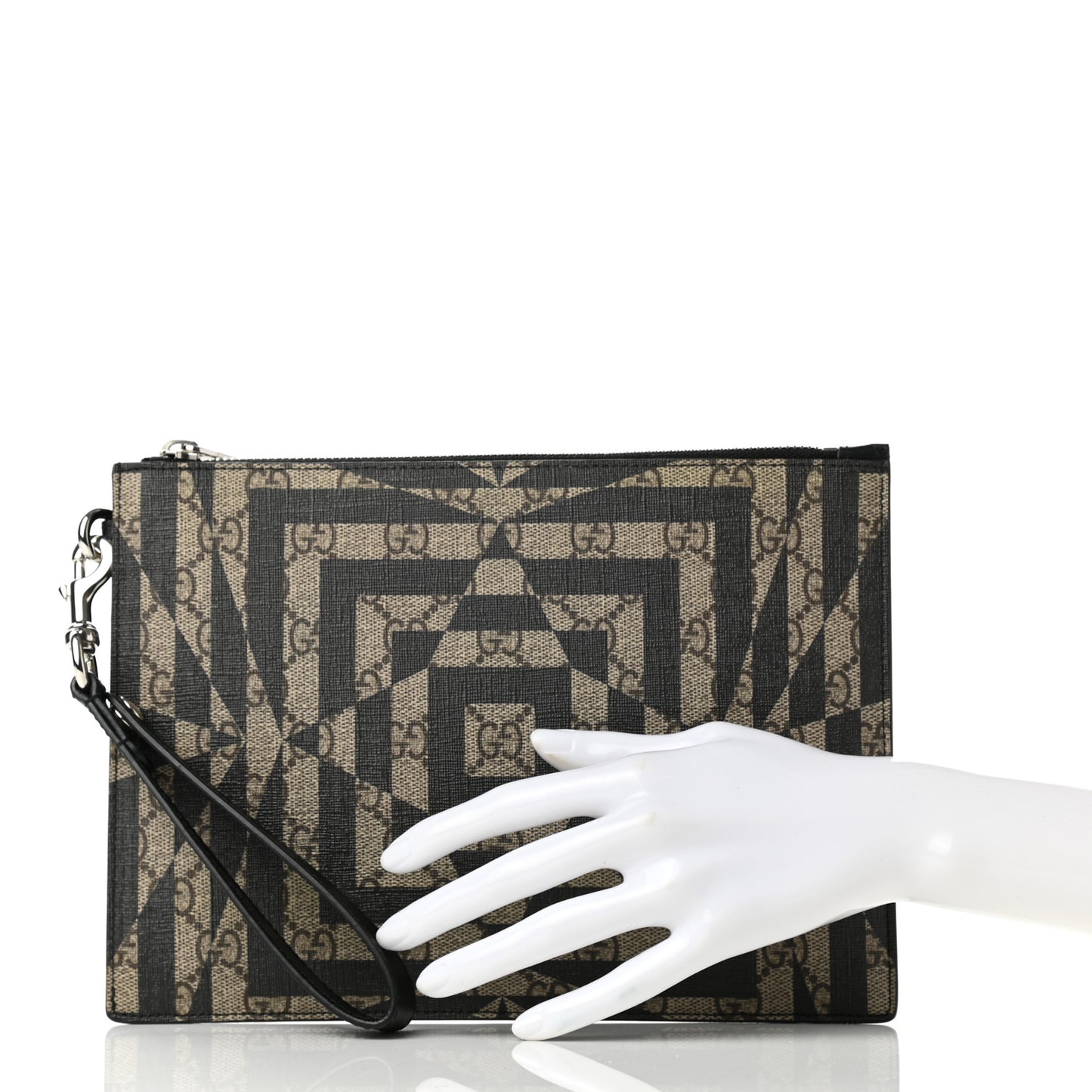 GG Supreme Monogram Caleido Wristlet Black