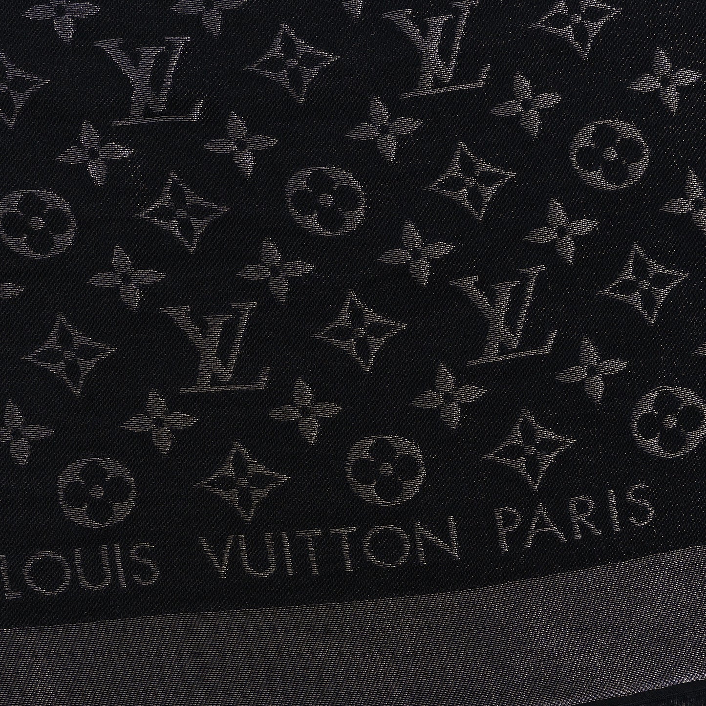 Silk Lurex Wool Monogram Shine Shawl Black