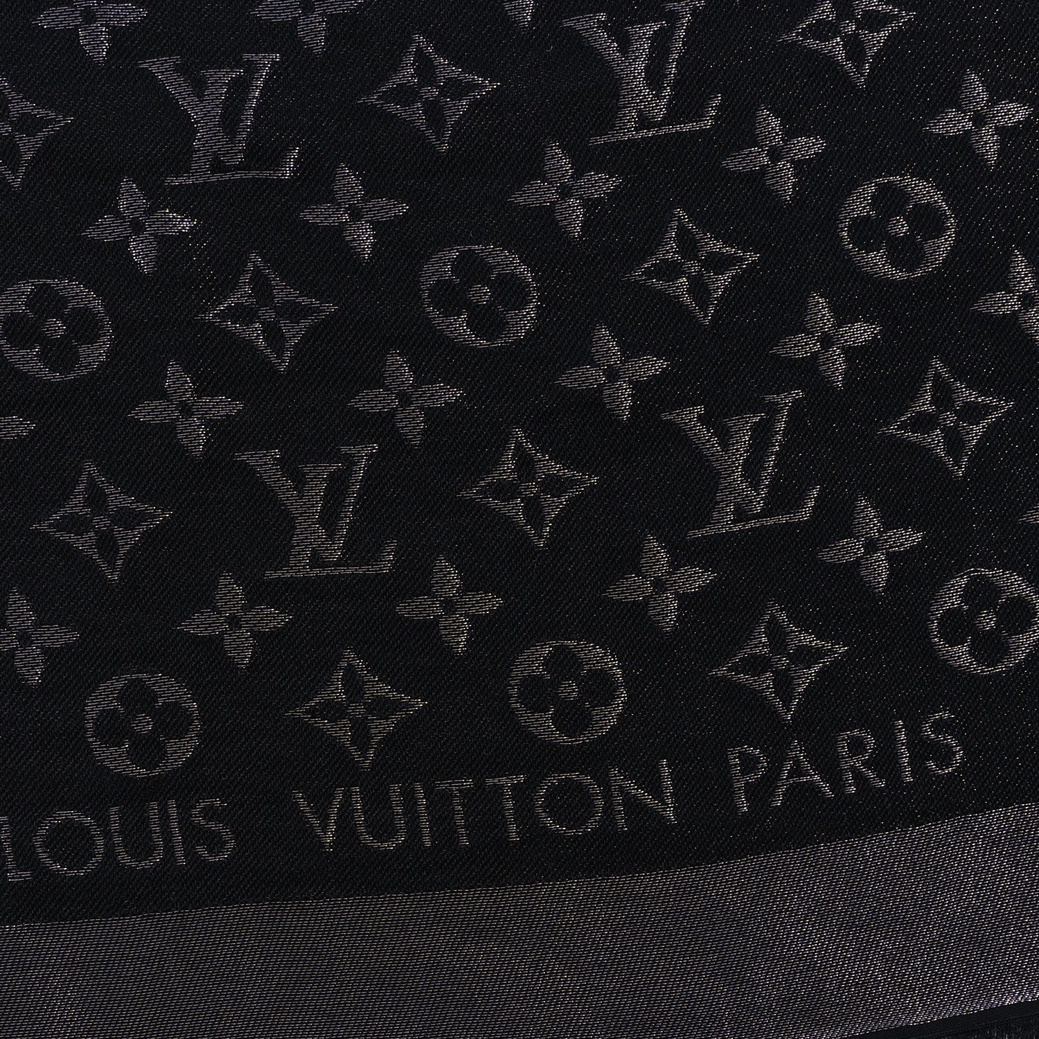 Louis Vuitton Silk Lurex Wool Monogram Shine Shawl Black 2 of 3