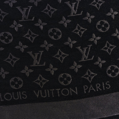 Louis Vuitton Silk Lurex Wool Monogram Shine Shawl Black 2 of 3