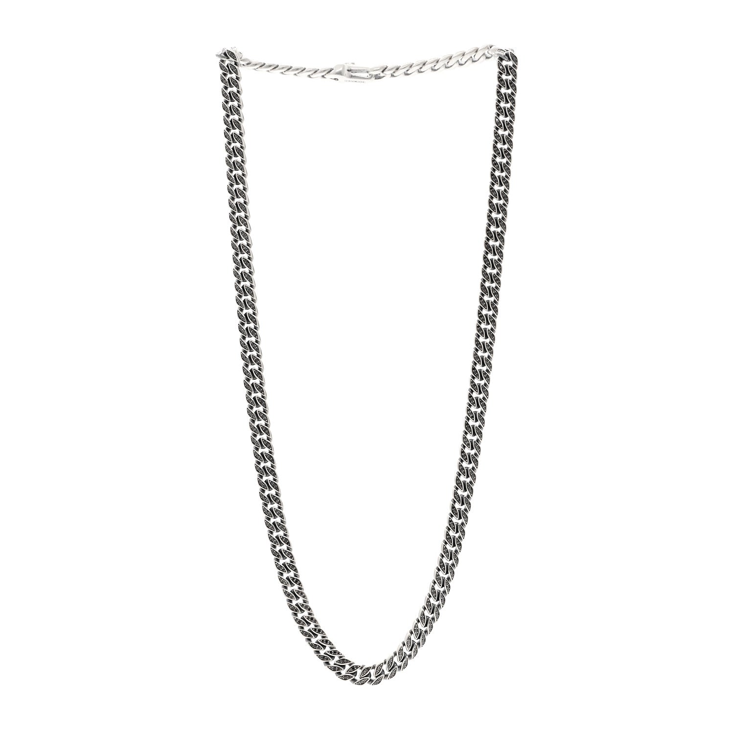 David Yurman Sterling Silver Black Diamond 8mm Curb Chain Necklace 3 of 6