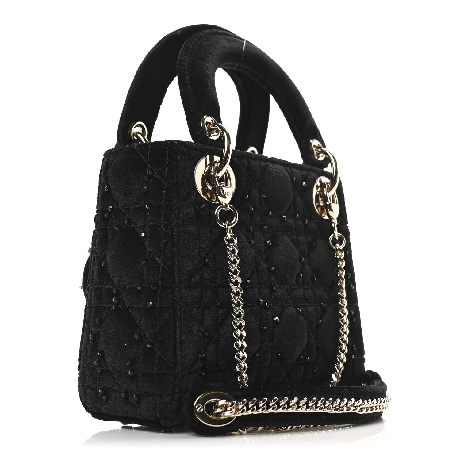 Christian Dior Velvet Beaded Mini Lady Dior Black 3 of 9