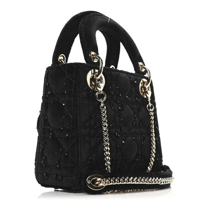 Christian Dior Velvet Beaded Mini Lady Dior Black 3 of 9