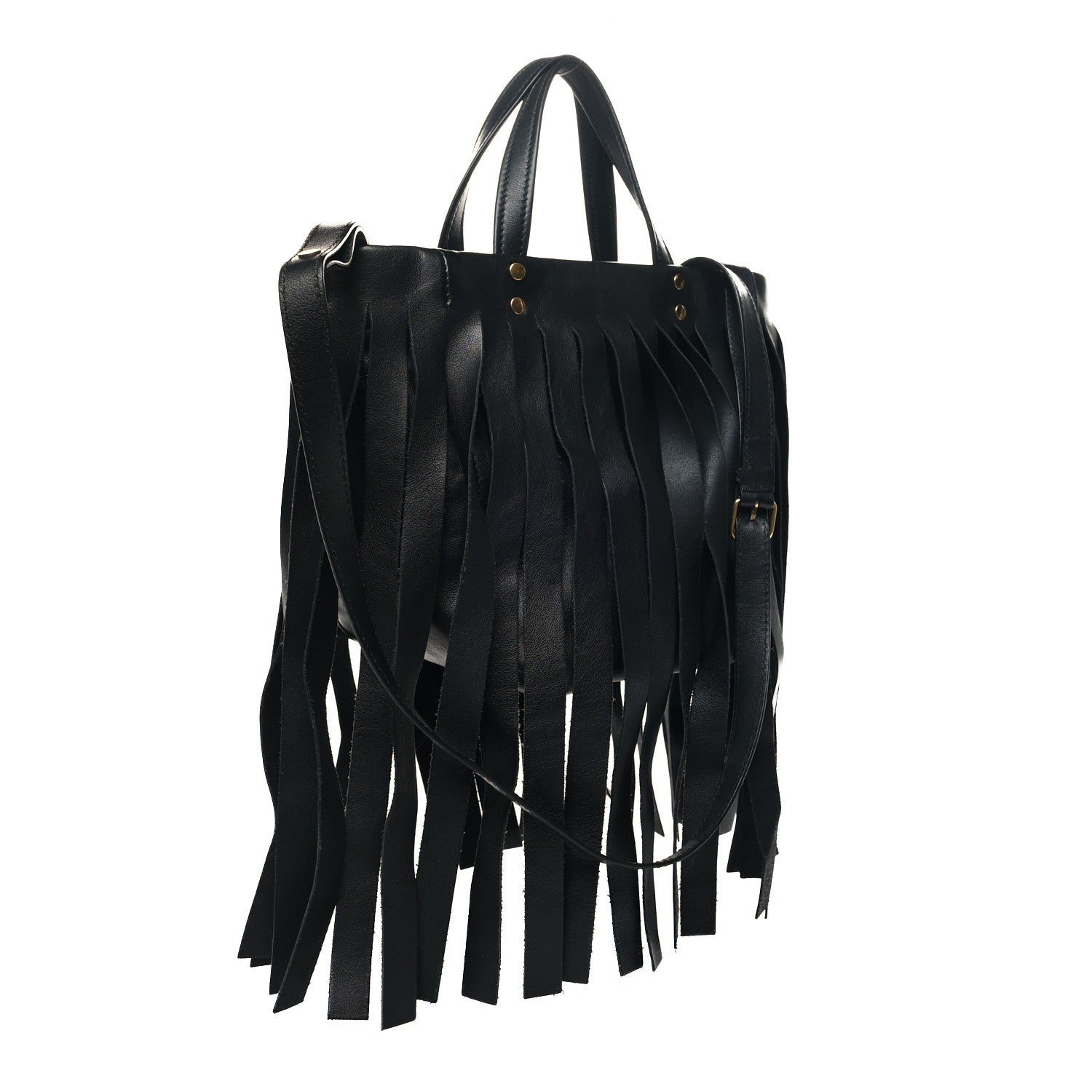 Balenciaga Calfskin XS Fringe Laundry Cabas Black 3 of 13