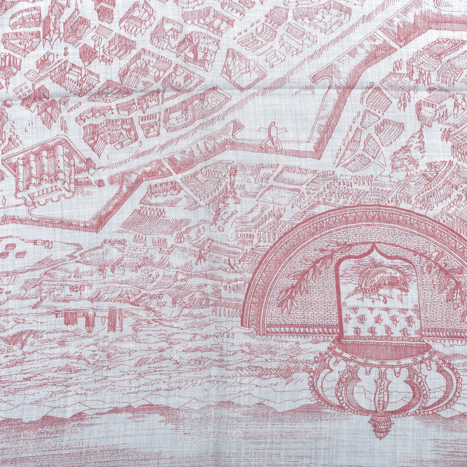 Hermes Cashmere Silk La Cite Cavaliere Shawl 140 Fuchsia Bordeaux 5 of 5