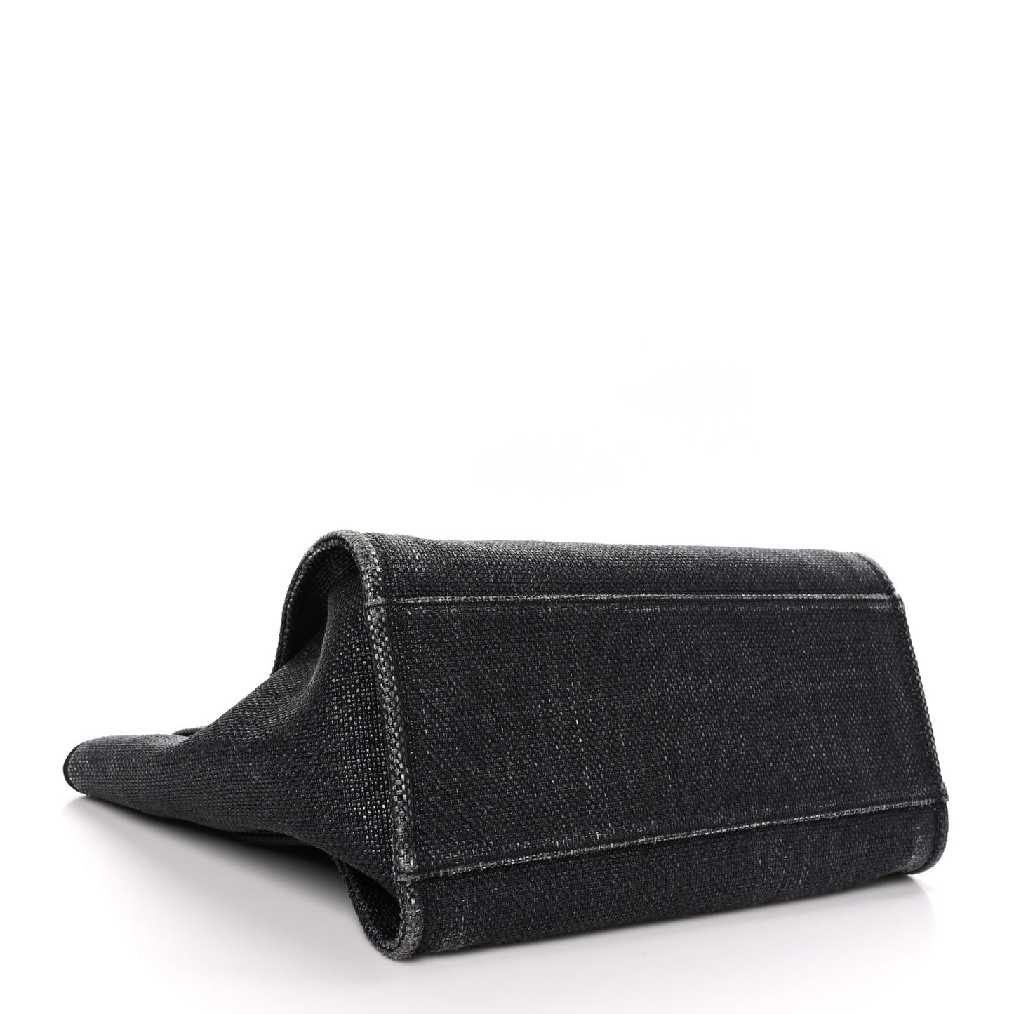 Woven Straw Raffia Medium Deauville Tote Black