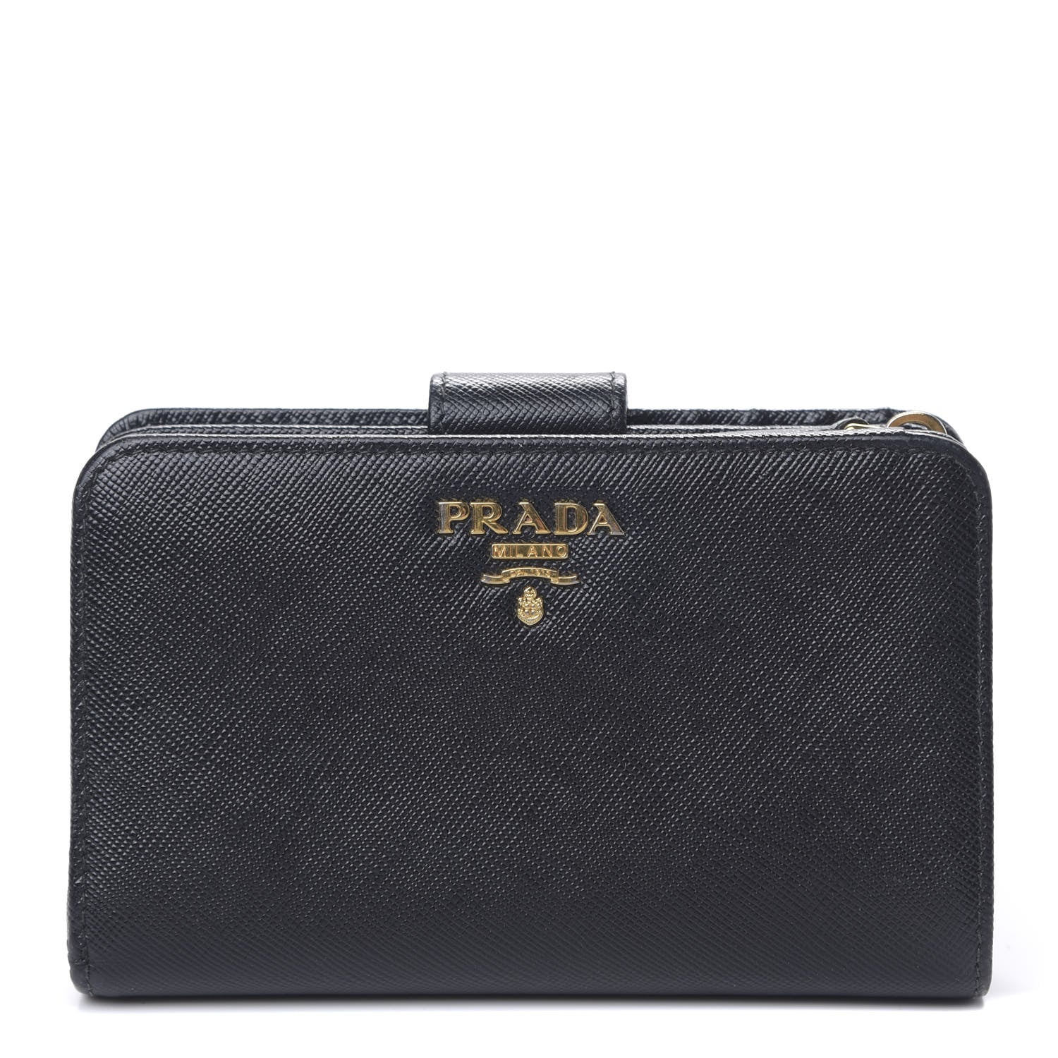 Prada Saffiano Metal Compact Wallet Black 1 of 9