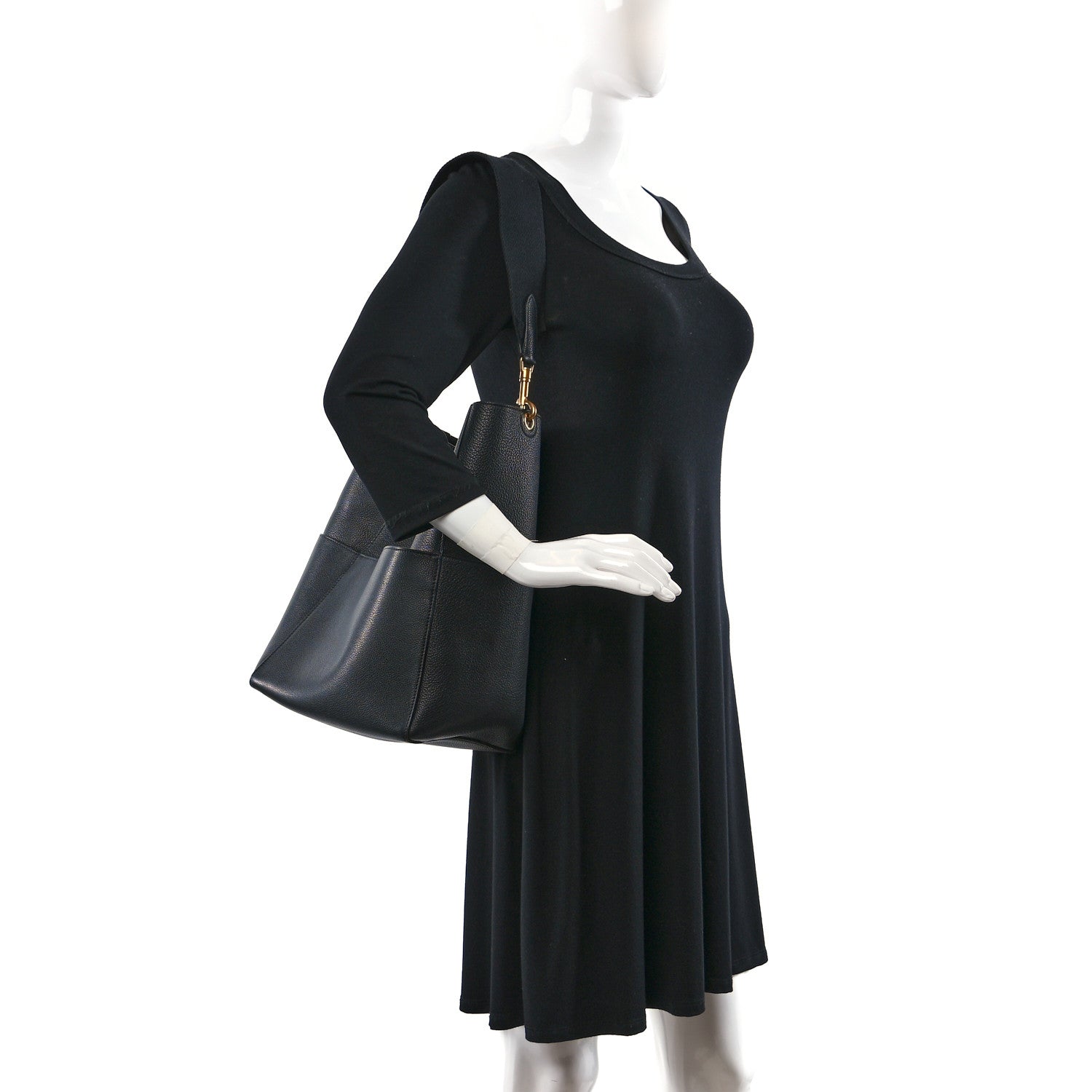 Celine Soft Grained Calfskin Sangle Bucket Bag Black 2 of 10