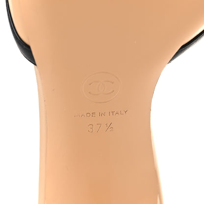 Chanel Lambskin CC Cutout Mules 37.5 Beige Black 8 of 11