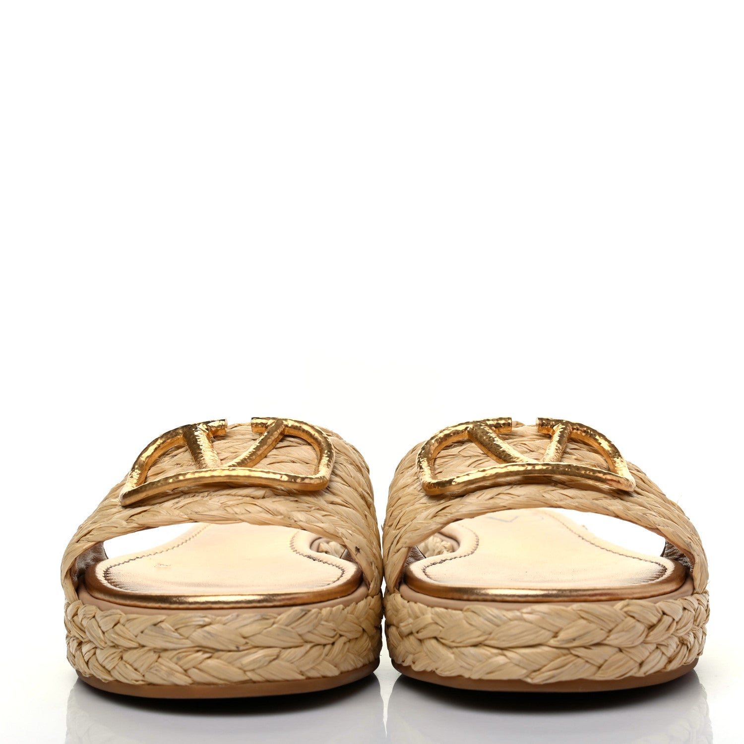 Valentino Garavani Raffia Vlogo Espadrille 5mm Flat Slide Sandals 38 Natural 2 of 15