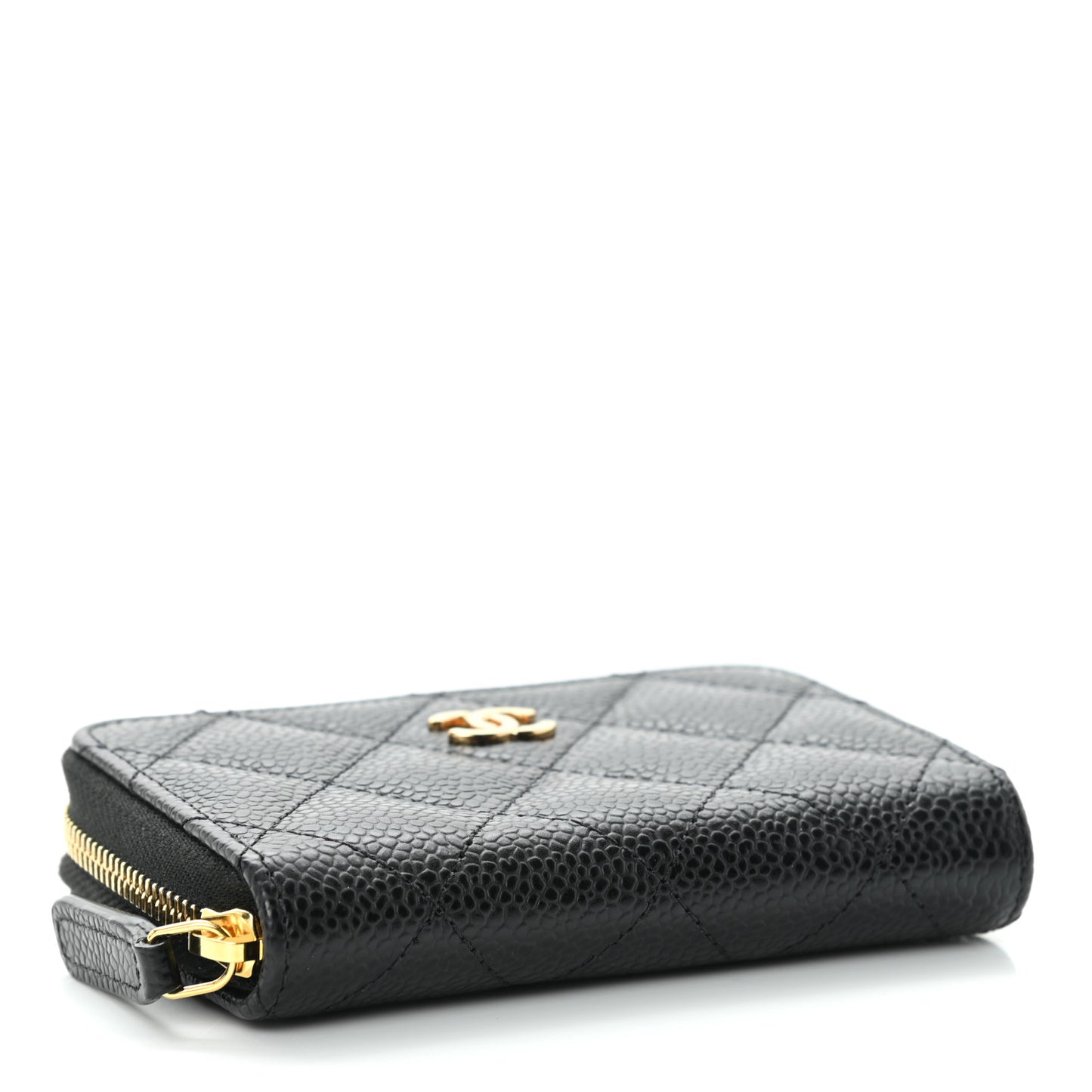 Caviar Quilted Zip Coin Purse Black