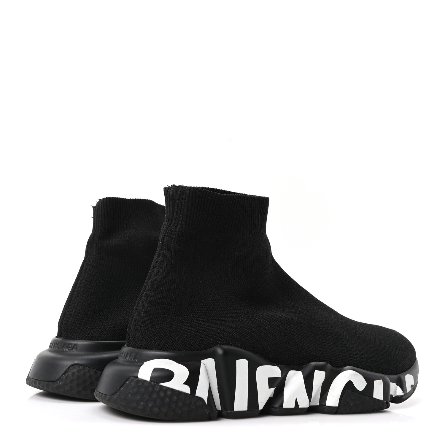 Balenciaga Neoprene Knit Womens Speed Graffiti Sneakers 38 Black White 5 of 8