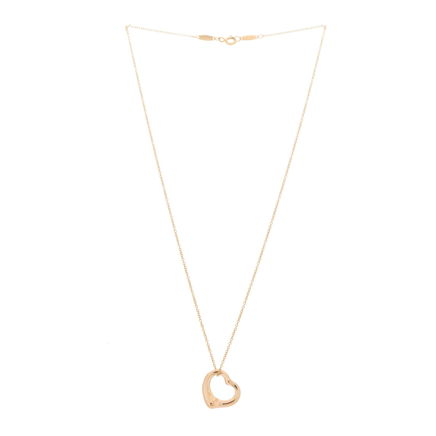 Tiffany 18K Rose Gold 16mm Elsa Peretti Open Heart Pendant Necklace 3 of 6