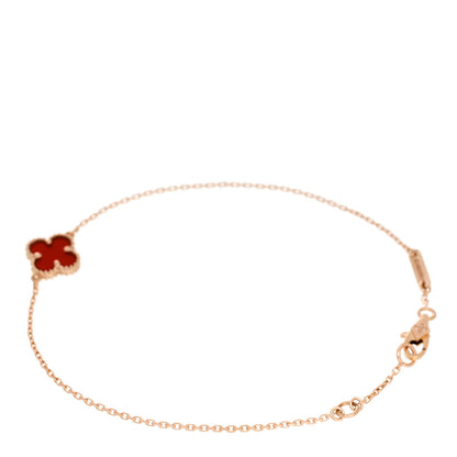 Van Cleef & Arpels 18K Rose Gold Carnelian Sweet Alhambra Bracelet 2 of 5