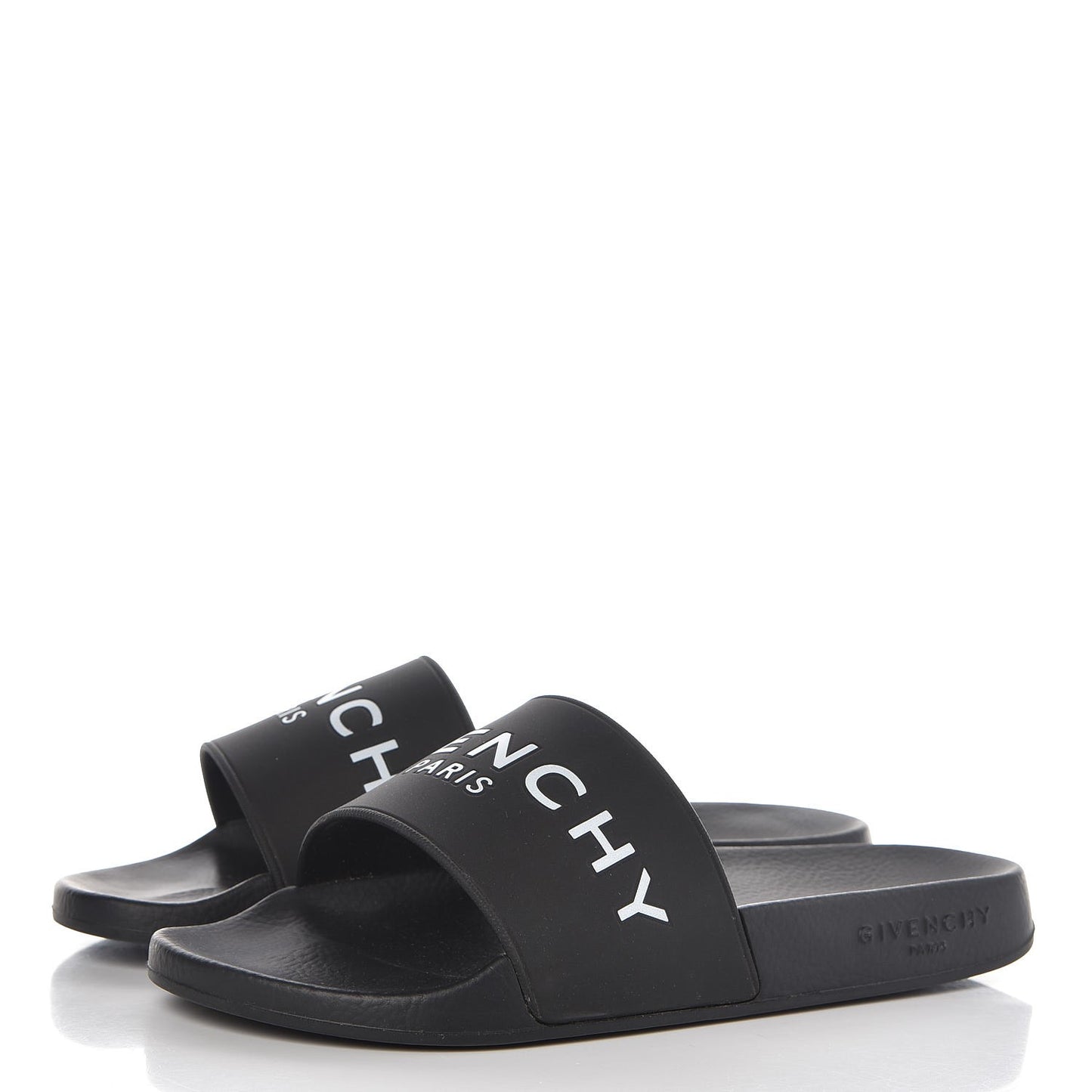 Rubber Logo Pool Slide Sandals 38 Black