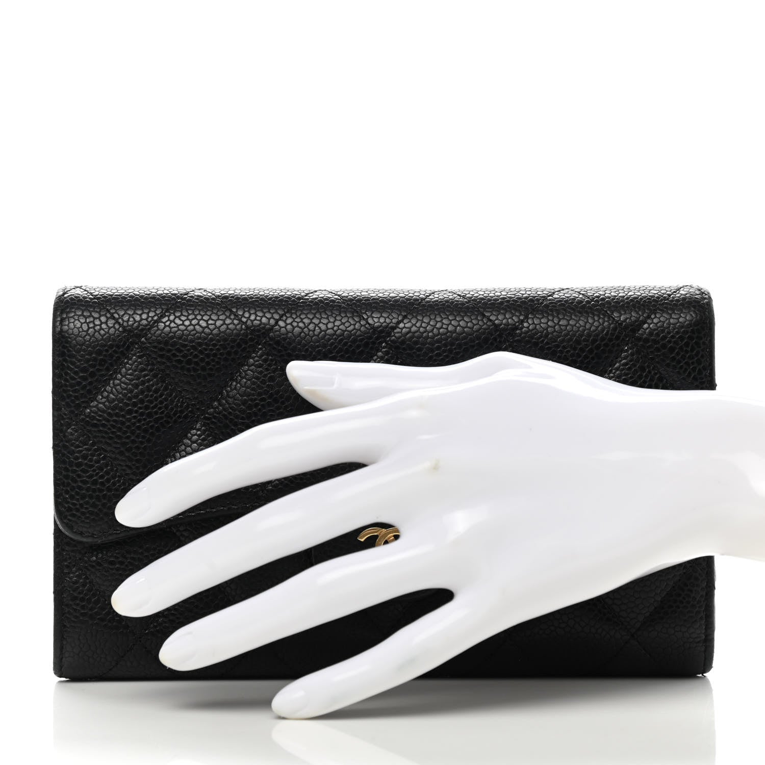 Chanel Caviar Quilted Large Gusset Flap Wallet Black 2 of 15