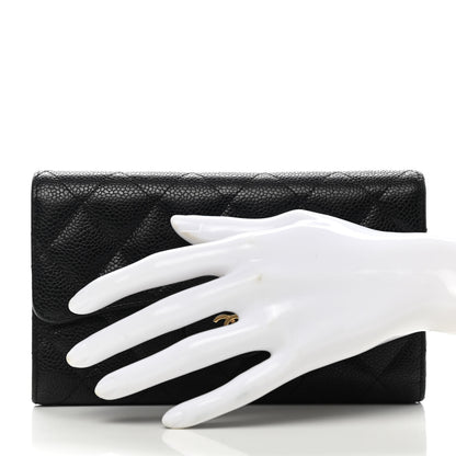 Chanel Caviar Quilted Large Gusset Flap Wallet Black 2 of 15