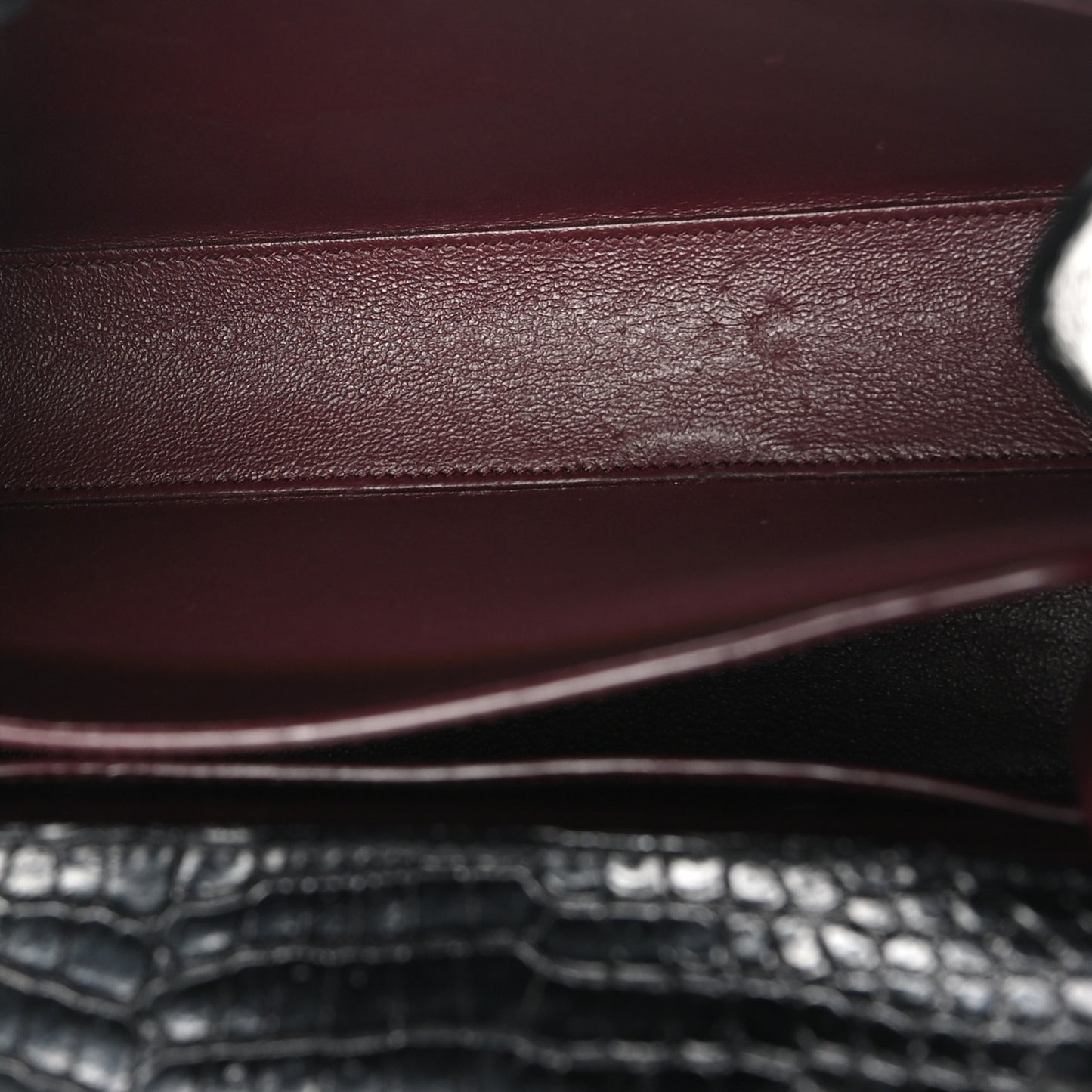 Calfskin Crocodile Embossed Medium Classic Monogram Cassandra Top Handle Black Rouge Legion