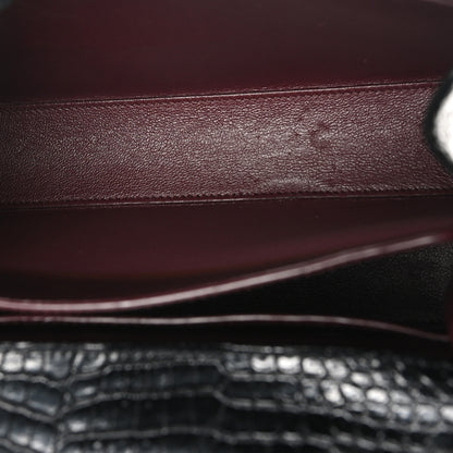 Saint Laurent Calfskin Crocodile Embossed Medium Classic Monogram Cassandra Top Handle Black Rouge Legion 5 of 9